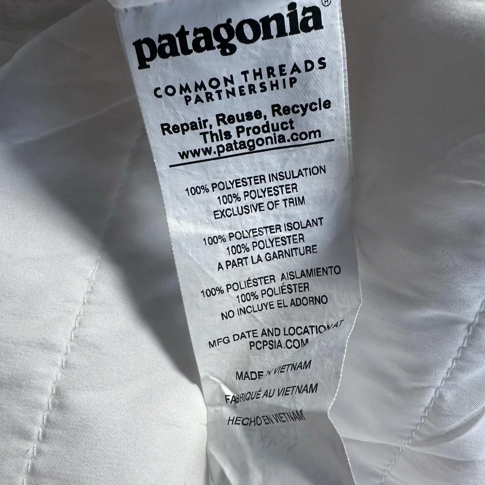 Patagonia Youth Kids White Down Reversible Sherpa Puffer Jacket XL
